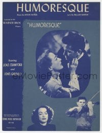 7w362 HUMORESQUE sheet music 1946 Joan Crawford loves violinist John Garfield, the title song!