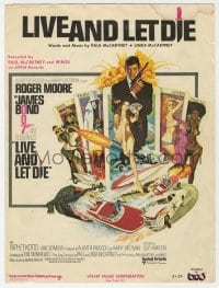 7w371 LIVE & LET DIE sheet music 1973 McGinnis art of James Bond, the theme song by Paul McCartney!