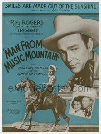 7w376 MAN FROM MUSIC MOUNTAIN sheet music 1943 Roy Rogers, Smiles Are Made Out Of The Sunshine!