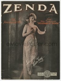 7w394 PRISONER OF ZENDA sheet music 1922 Alice Terry, directed by Rex Ingram, Zenda!