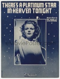7w422 THERE'S A PLATINUM STAR IN HEAVEN TONIGHT sheet music 1937 tribute to sexy Jean Harlow!