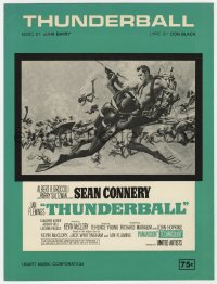 7w424 THUNDERBALL sheet music 1965 McCarthy art of Sean Connery as James Bond, the title song!