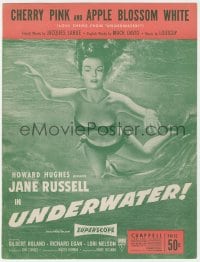 7w430 UNDERWATER sheet music 1955 sexy diver Jane Russell, Cherry Pink & Apple Blossom White!
