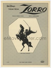 7w443 ZORRO sheet music 1976 masked hero Alain Delon, theme song from the Disney version!