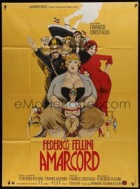 7y583 AMARCORD French 1p 1974 Federico Fellini classic comedy, great Giuliano Geleng montage art!