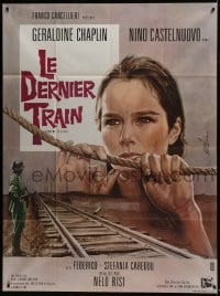 7y589 ANDREMO IN CITTA French 1p 1967 different Mascii art of Geraldine Chaplin by train tracks!