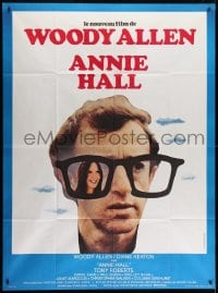 7y592 ANNIE HALL French 1p 1977 different image of Woody Allen with Diane Keaton in huge glasses!