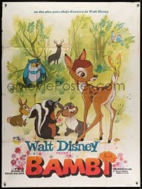 7y606 BAMBI French 1p R1960s Walt Disney cartoon deer classic, great art with Thumper & Flower!