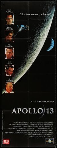 7y546 APOLLO 13 French door panel 1995 Tom Hanks, Kevin Bacon & Bill Paxton, directed by Ron Howard