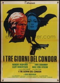 7y096 3 DAYS OF THE CONDOR Italian 1p 1976 different art of Robert Redford & Faye Dunaway!