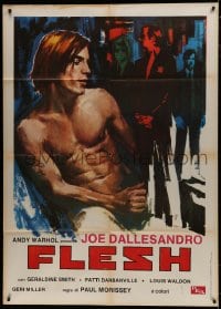 7y107 ANDY WARHOL'S FLESH Italian 1p 1977 different art of shirtless Joe Dallesandro by Avelli!