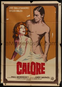 7y108 ANDY WARHOL'S HEAT Italian 1p 1974 Andy Warhol, naked Joe Dallesandro & clothed Sylvia Miles!