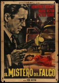 7y260 MALTESE FALCON Italian 1p R1962 different Stefano art of Humphrey Bogart & sexy victim, rare!