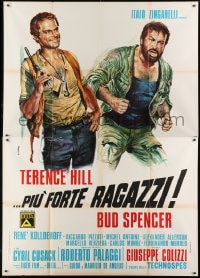 7y380 ALL THE WAY BOYS Italian 2p 1973 Casaro art of Terence Hill holding gun & Bud Spencer!