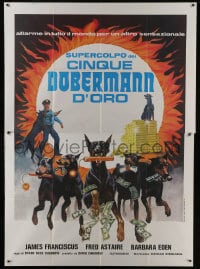 7y381 AMAZING DOBERMANS Italian 2p 1977 best different artwork of dogs carrying weapons & cash!