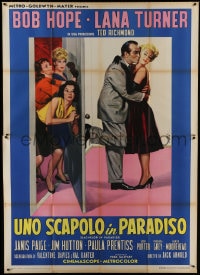 7y384 BACHELOR IN PARADISE Italian 2p 1962 different Nistri art of Bob Hope & sexy Lana Turner!