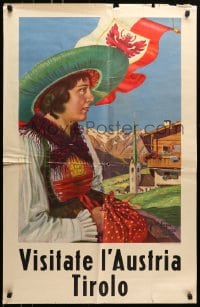 7y049 VISITATE L'AUSTRIA TIROLO 24x38 Austrian travel poster 1936 art of woman in a dirndl!