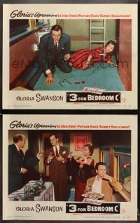 7z780 3 FOR BEDROOM C 2 LCs 1952 James Warren, Steve Brodie, Fred Clark & glamorous Gloria Swanson!