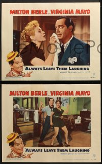 7z438 ALWAYS LEAVE THEM LAUGHING 7 LCs 1949 images of Milton Berle & sexy Virginia Mayo!