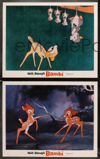 7z566 BAMBI 5 LCs R1966 Walt Disney cartoon classic, great art with Thumper & Flower!