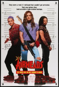 8a032 AIRHEADS style B DS 1sh 1994 rockers Adam Sandler, Brendan Fraser & Steve Buscemi!