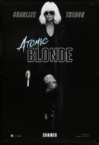 8a058 ATOMIC BLONDE teaser DS 1sh 2017 great full-length image of sexy Charlize Theron with gun!