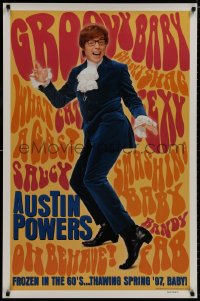 8a061 AUSTIN POWERS: INT'L MAN OF MYSTERY teaser 1sh 1997 frozen in 60's, thawing spring '97, baby!