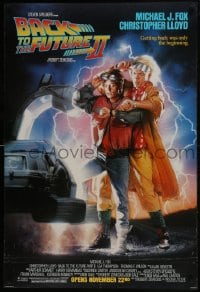 8a072 BACK TO THE FUTURE II advance DS 1sh 1989 art of Michael J. Fox & Christopher Lloyd by Drew Struzan!