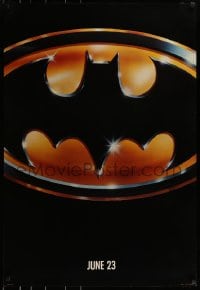 8a077 BATMAN teaser 1sh 1989 directed by Tim Burton, cool image of Bat logo, matte finish!