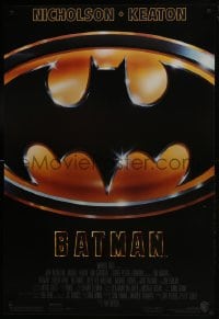 8a079 BATMAN 1sh 1989 directed by Tim Burton, cool image of Bat logo, version with new credits!