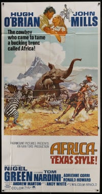 8b607 AFRICA - TEXAS STYLE 3sh 1967 McCarthy art of O'Brian roping zebra by stampeding animals!