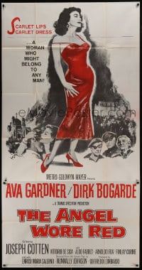 8b616 ANGEL WORE RED 3sh 1960 sexy full-length Ava Gardner, Dirk Bogarde has a price on his head!