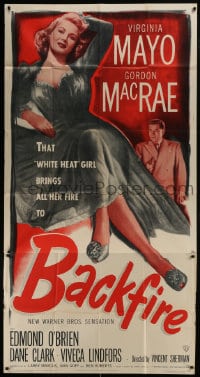 8b628 BACKFIRE 3sh 1950 full-length sexy double-crossing Virginia Mayo seduces Gordon MacRae!