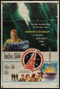 8b018 I AIM AT THE STARS 40x60 1960 Curt Jurgens as Von Braun, our destiny is in his hands, rare!