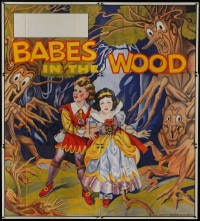 8b065 BABES IN THE WOOD stage play English 6sh 1930s Tenggren-like art of kids & menacing trees!