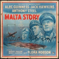 8b069 MALTA STORY English 6sh 1954 Alec Guinness, Jack Hawkins, cool WWII battle artwork!