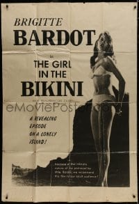 8b017 GIRL IN THE BIKINI local theater 40x60 1958 full-length sexy Brigitte Bardot, very rare!