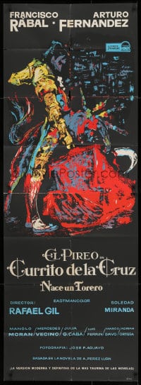 8b004 CURRITO OF THE CROSS Spanish 26x74 1965 incredible colorful Mac art of matador!