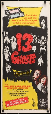 8c771 13 GHOSTS Aust daybill 1960 William Castle, spooky art, cool horror in ILLUSION-O!