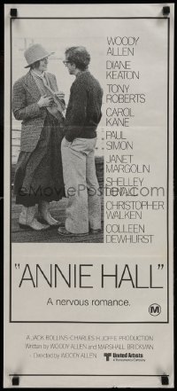 8c784 ANNIE HALL Aust daybill 1977 full-length Woody Allen & Diane Keaton, a nervous romance!