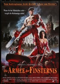 8c544 ARMY OF DARKNESS German 1993 Sam Raimi, great artwork of Bruce Campbell with chainsaw hand!