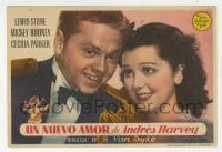 8c059 ANDY HARDY GETS SPRING FEVER Spanish herald 1939 romantic c/u of Mickey Rooney & Rutherford!