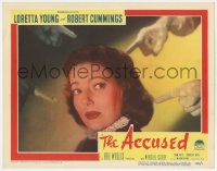 8d197 ACCUSED LC #6 1949 great super close up of accusing fingers pointing at Loretta Young!