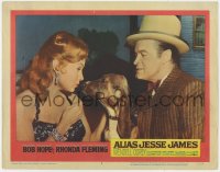 8d209 ALIAS JESSE JAMES LC #3 1959 close up of Bob Hope & sexy Rhonda Fleming with cute dog!
