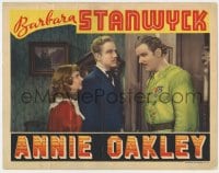 8d224 ANNIE OAKLEY LC 1935 c/u of pretty Barbara Stanwyck, Preston Foster & Melvyn Douglas, rare!