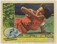 8d246 BEAST WITH 1,000,000 EYES LC #5 1955 c/u of Lorna Thayer on the ground terrified of monster!