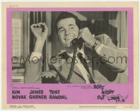 8d279 BOYS' NIGHT OUT LC #1 1962 great close up of happy James Garner talking on telephone!