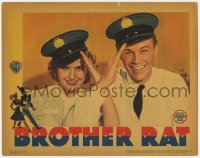 8d291 BROTHER RAT LC 1938 great close portrait of happy Priscilla Lane & Wayne Morris saluting!