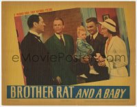 8d289 BROTHER RAT & A BABY LC 1940 Jane Bryan, Eddie Albert holding baby, Wayne Morris & butler!