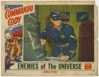 8d341 COMMANDO CODY chapter 1 LC 1953 close up color image of masked Judd Holdren at control panel!